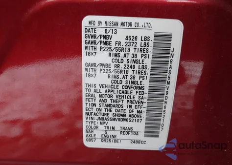 2013 Nissan Rogue Sv W/Sl Pkg from USA, damaged, VIN JN8AS5MV9DW652107